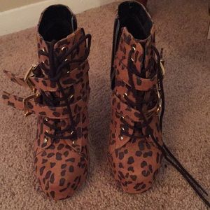Leopard print booties